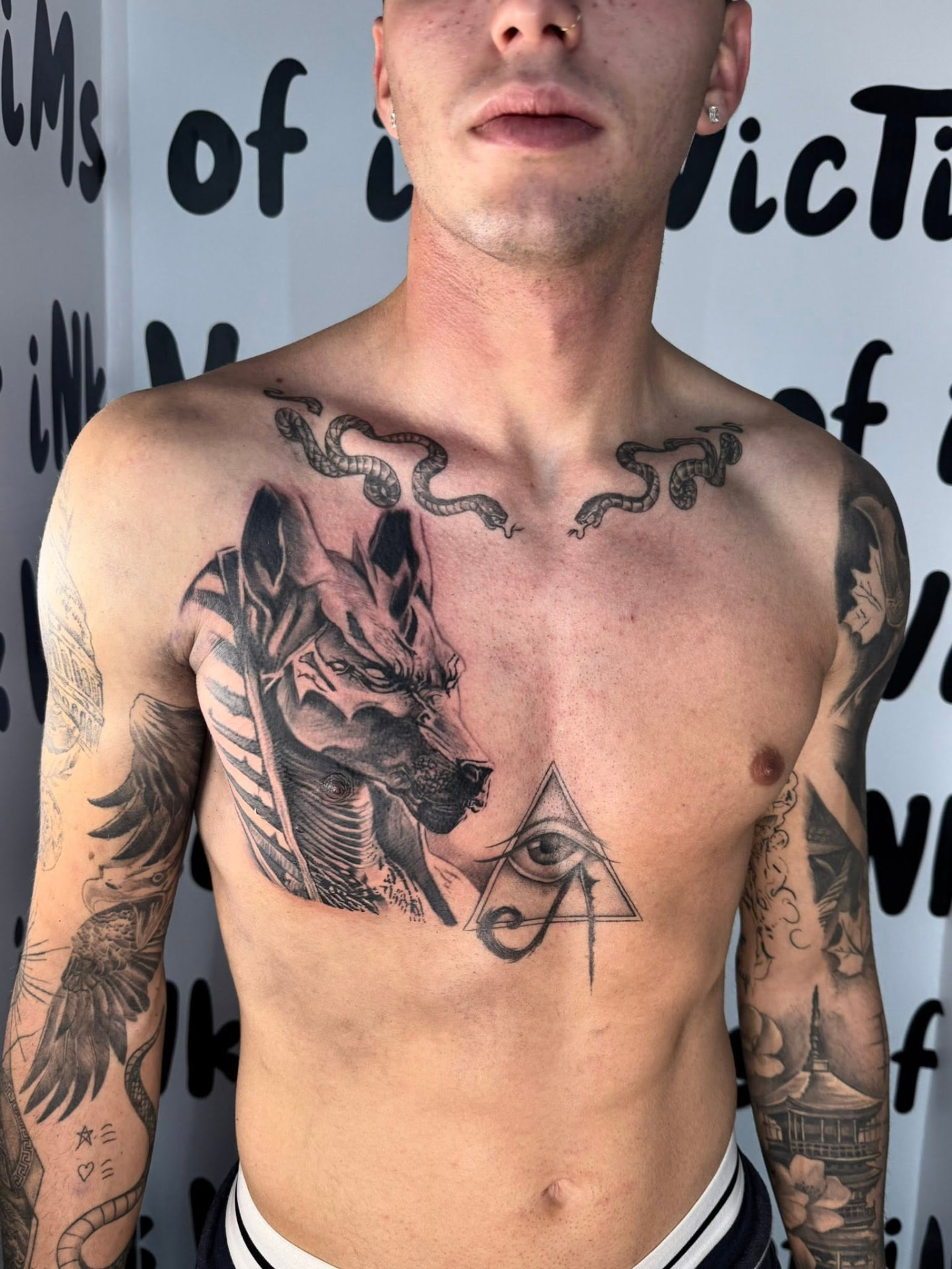 Torso Composition — Black & Grey, Realism, Custom tattoo by Svein Zammit